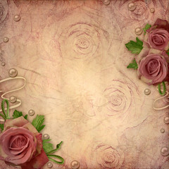 Card for greeting or invitation on the vintage background with r