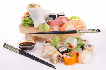 assortment of sushi and maki