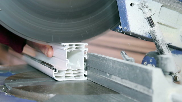 Circular Saw Blade Cutting PVC Window Profile