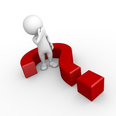 3D Minimalistic Person With A Questionmark