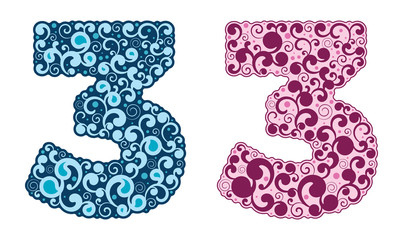 Curling alphabet. Number 3