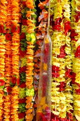 Keuken spatwand met foto beautiful flowers garlands in Delhi market © Alis Photo