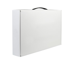 Carton White Blank Package Box With Handle. Briefcase, Case, Fol