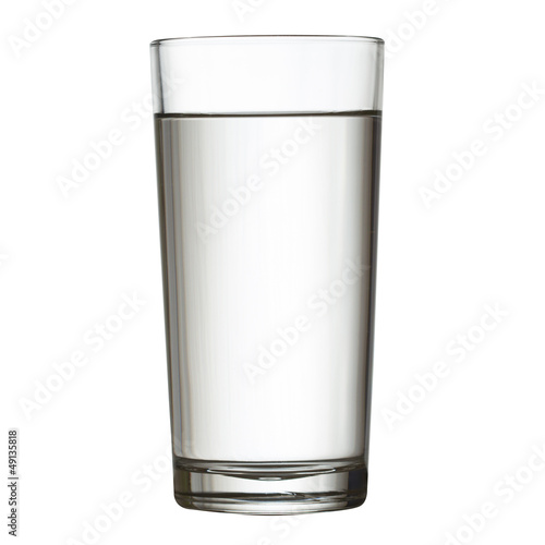 "tall full glass of water isolated on white clipping path include