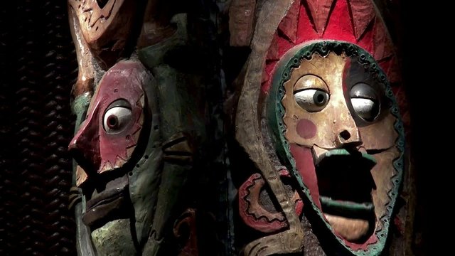 Talking wooden masks