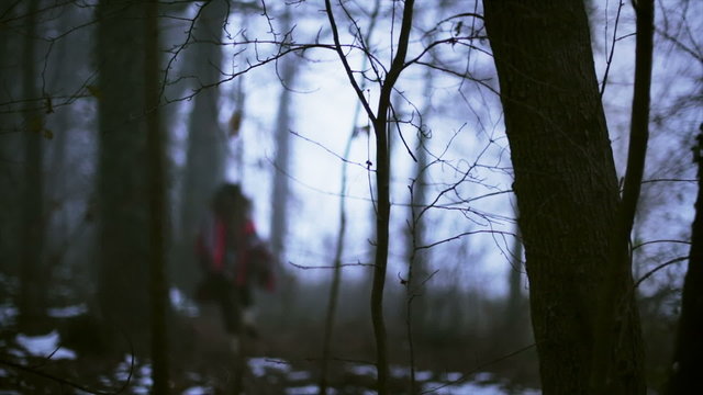 Woman escapes fast and  away in the bush