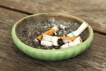 smoked cigarettes in ashtray