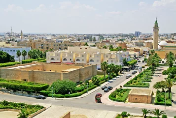 Foto op Plexiglas Overzicht van Monastir van de ribat, Monastir, Tunesië © Gelia