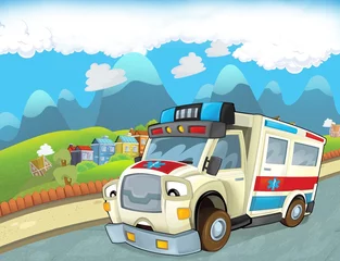 Fotobehang De spoedeisende hulp - de ambulance © honeyflavour
