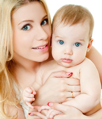 happy mother with baby