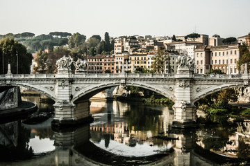 Obraz premium St Peters basilica and river Tibra in Rome, Italy