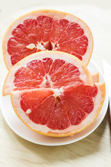 Fresh grapefruit on plate