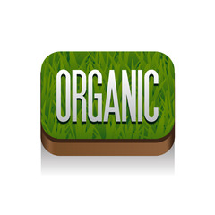 Organic button with grass background