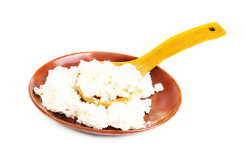 Fresh cottage in the brown bowl