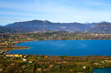 Naklejka na ściany i meble coast of garda lake, desencano, italy (La Rocca, Isolda di san B