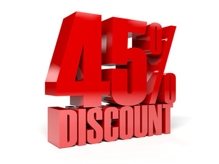 45 percent discount. Concept 3D illustration.