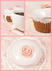 set with cake and coffee