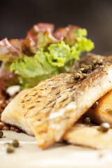 carp with green lentil