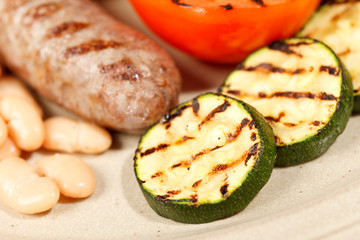 sausages with grilled vegetables