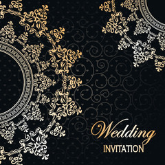 Stylish wedding invitation with round lace pattern