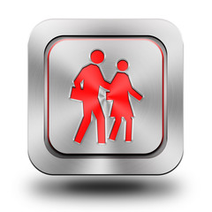 Pedestrian aluminum glossy icon, button