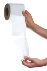 hand holding toilet paper
