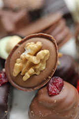 Walnut decorated chocolate