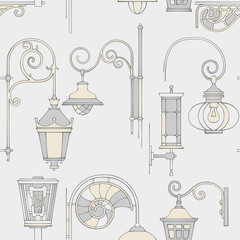 Street lantern seamless pattern