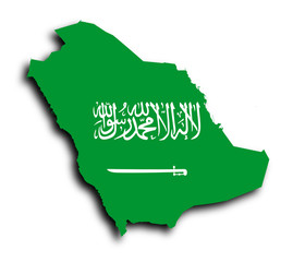 Saudi arabia map filled with flag