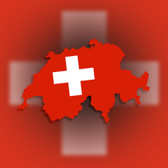 Switzerland map with the flag inside