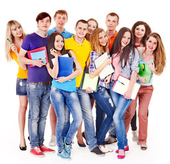 Group student with notebook.