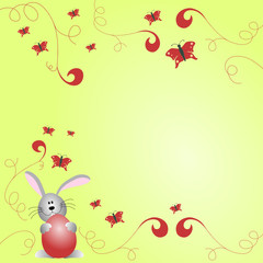 Rahmen mit Schmetterlingen, Hasen und Ornamenten