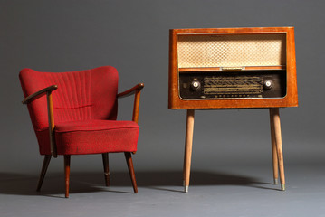 vintage radio and armchair - 49152692