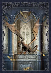 Foto auf Acrylglas Drachen Fantasy-Szene mit Drachen - Computergrafik