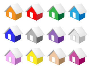Colorful Illustration Set of Ten Houses Icon