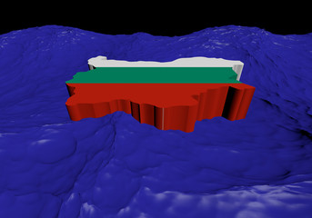 Bulgaria map flag in abstract ocean illustration