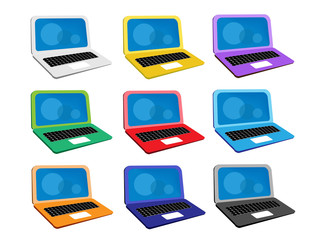 Colorful Illustration Set of Computer Notebook Icon