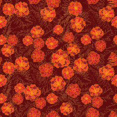 seamless pattern with flowers velvet ribbon. floral background