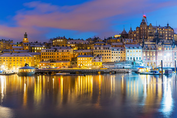 Obraz premium Night scenery of Stockholm, Sweden