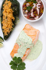 Grilled Salmon With Cilantro - Jalapeno Creme