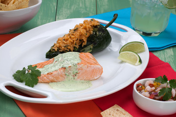 Grilled Salmon With Cilantro - Jalapeno Creme