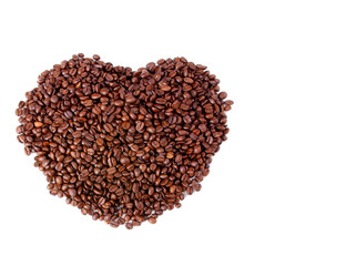 coffee beans in the shape of the heart