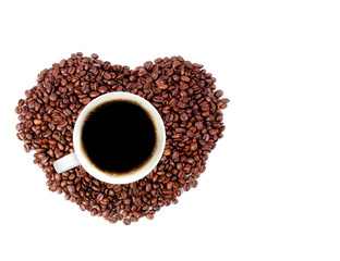 coffee beans in the shape of the heart