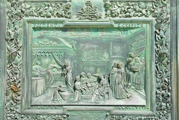 Pisa, the Cathedral main door details.