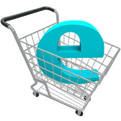 Shopping Cart Containing Letter E