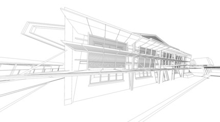 Fototapeta premium Wireframe of building 