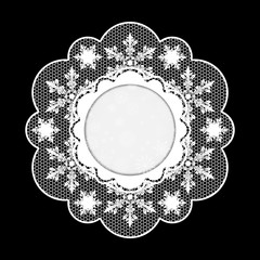 Christmas lace napkin. Frame for invitation or greeting card.