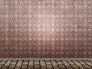 Empty room with old wallpaper