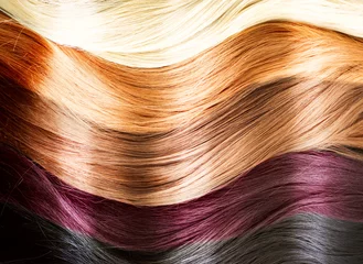 Crédence de cuisine en verre imprimé Salon de coiffure Palette de couleurs de cheveux. Texture des cheveux