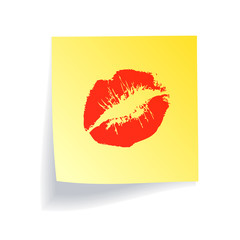 Kiss lips on yellow note